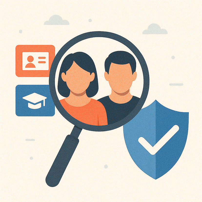 Transparent document showing verified credentials